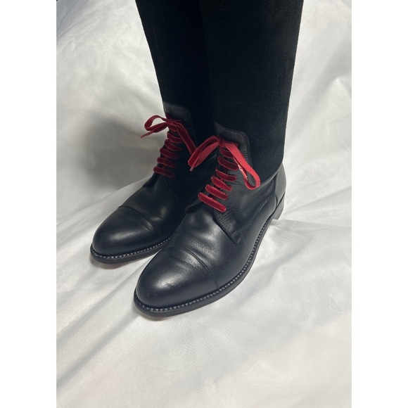 T.ba Leather Suede Boots Red‎ Laces Knee High Riding Equestrian Polo Women's 7.5